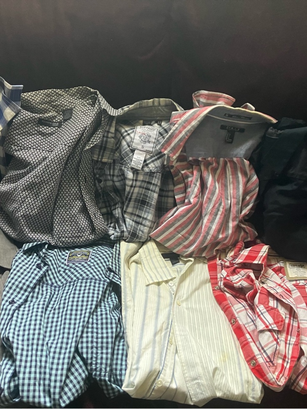 Lot Of Assorted Clothes (7 short sleeve and 2 long sleeve button shirts) as is